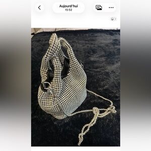 Elegant Silver Crystal-Embellished Women's Bag